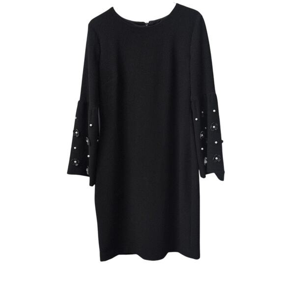 Karl Lagerfeld Paris Dresses & Skirts - Karl Lagerfeld Black Floral Pearl Sleeve Dress – Size Small